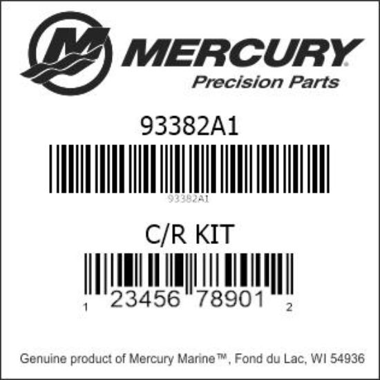 Bar codes for Mercury Marine part number 93382A1