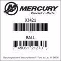Bar codes for Mercury Marine part number 93421