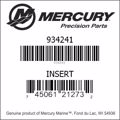 Bar codes for Mercury Marine part number 934241