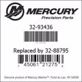 Bar codes for Mercury Marine part number 32-93436
