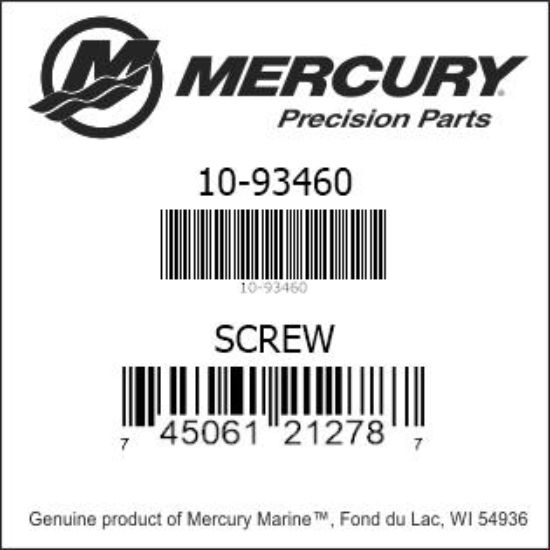 Bar codes for Mercury Marine part number 10-93460