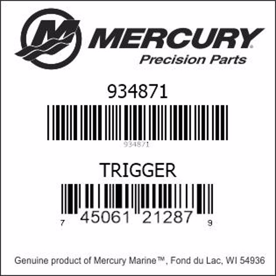 Bar codes for Mercury Marine part number 934871