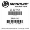 Bar codes for Mercury Marine part number 31-93496T