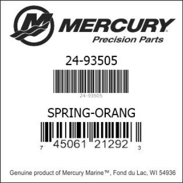 Mercury Marine part number 24-93505 SPRING-ORANG Bar codes for Mercury Marine part number 24-93505