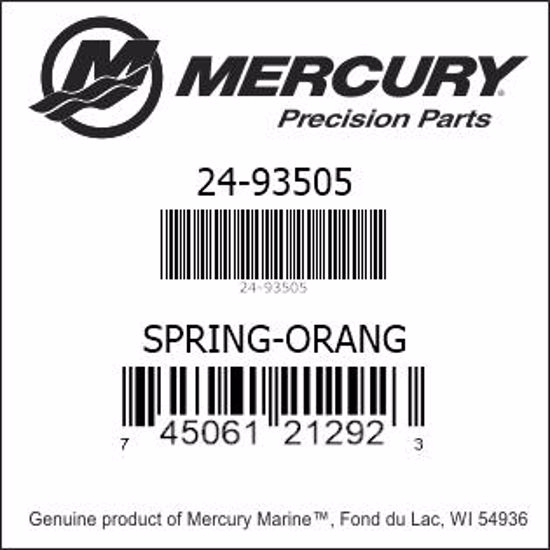 Bar codes for Mercury Marine part number 24-93505