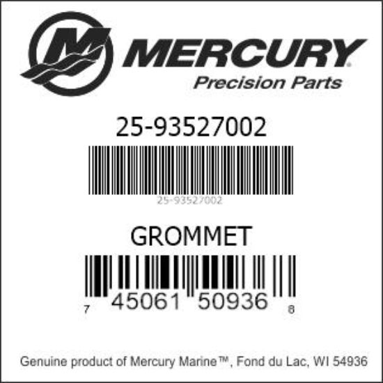 Bar codes for Mercury Marine part number 25-93527002