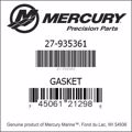 Bar codes for Mercury Marine part number 27-935361