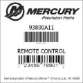 Bar codes for Mercury Marine part number 93800A11