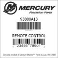 Bar codes for Mercury Marine part number 93800A13