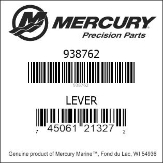 Bar codes for Mercury Marine part number 938762