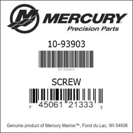 Bar codes for Mercury Marine part number 10-93903