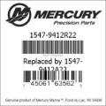Bar codes for Mercury Marine part number 1547-9412R22