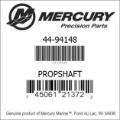 Bar codes for Mercury Marine part number 44-94148
