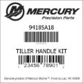 Bar codes for Mercury Marine part number 94185A18