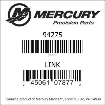 Mercury Marine part number 94275 LINK Bar codes for Mercury Marine part number 94275