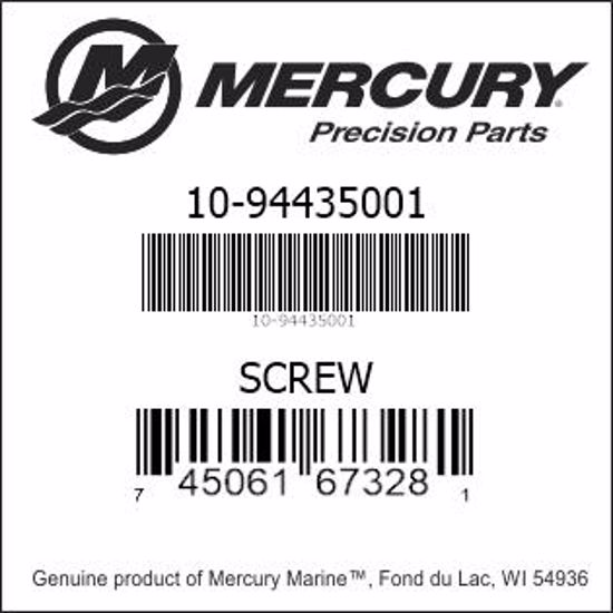 Bar codes for Mercury Marine part number 10-94435001