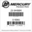 Mercury Marine part number 25-94498M O RING Bar codes for Mercury Marine part number 25-94498M