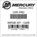 Bar codes for Mercury Marine part number 1395-9482