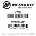 Bar codes for Mercury Marine part number 94916