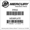 Bar codes for Mercury Marine part number 94916