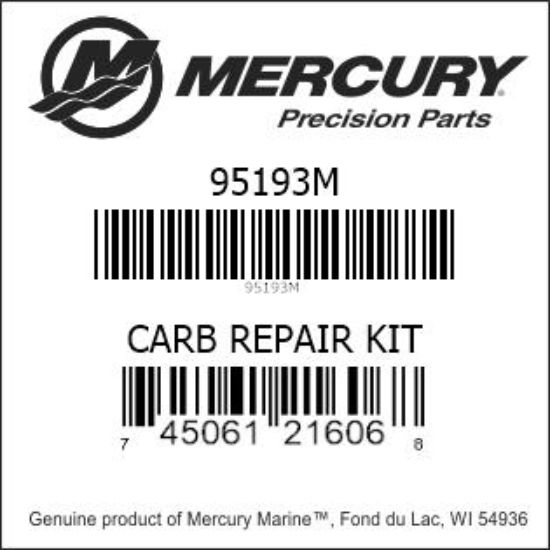 Bar codes for Mercury Marine part number 95193M