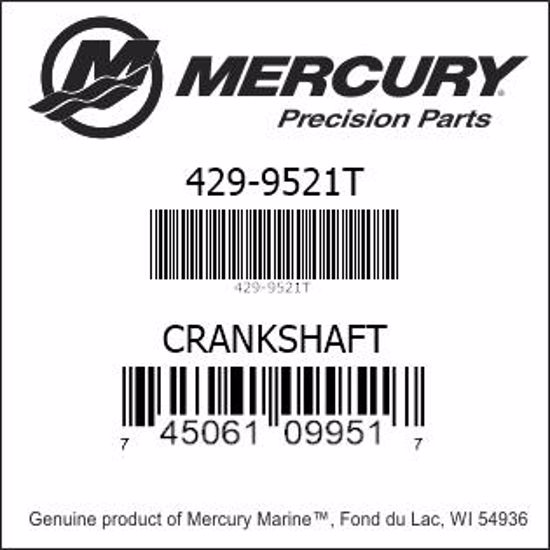 Bar codes for Mercury Marine part number 429-9521T