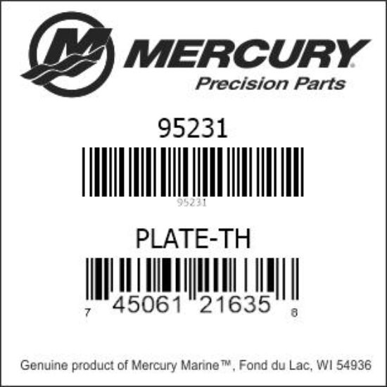 Bar codes for Mercury Marine part number 95231