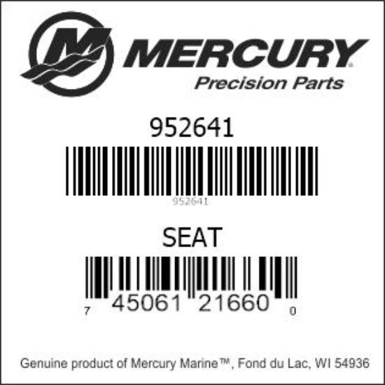Bar codes for Mercury Marine part number 952641