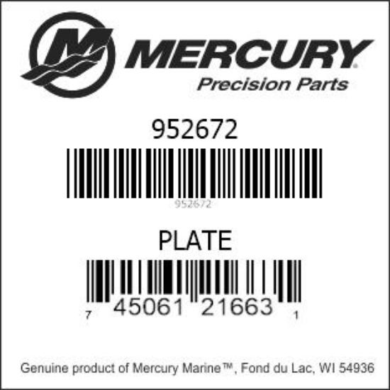 Bar codes for Mercury Marine part number 952672
