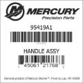 Bar codes for Mercury Marine part number 95419A1
