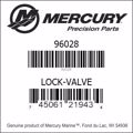 Bar codes for Mercury Marine part number 96028