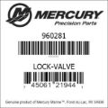 Bar codes for Mercury Marine part number 960281