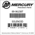 Bar codes for Mercury Marine part number 89-96158T