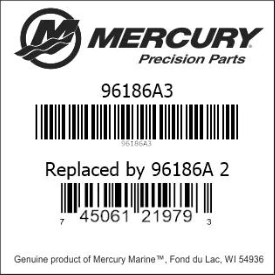 Bar codes for Mercury Marine part number 96186A3