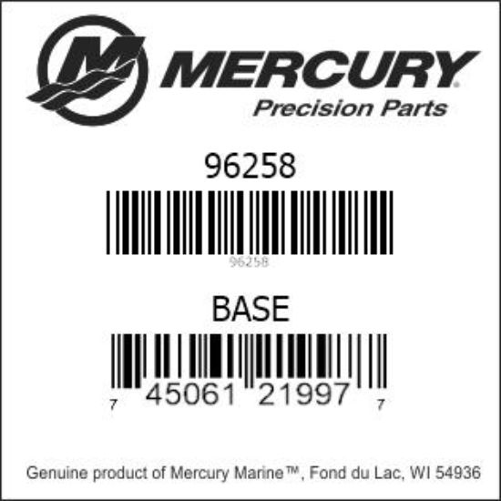 Bar codes for Mercury Marine part number 96258