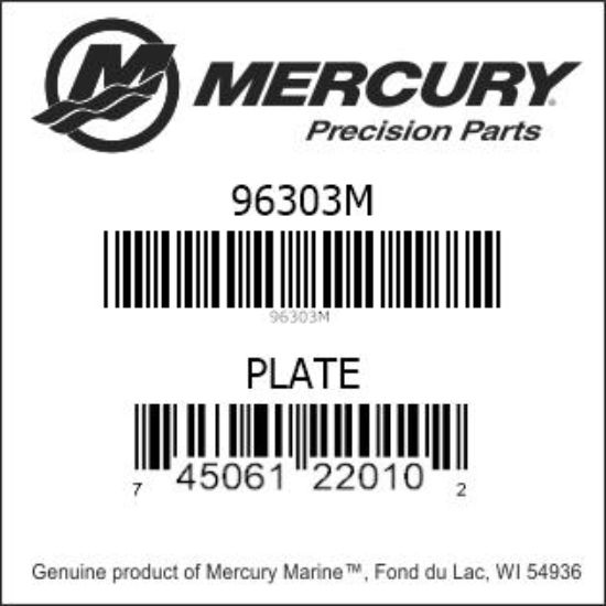 Bar codes for Mercury Marine part number 96303M