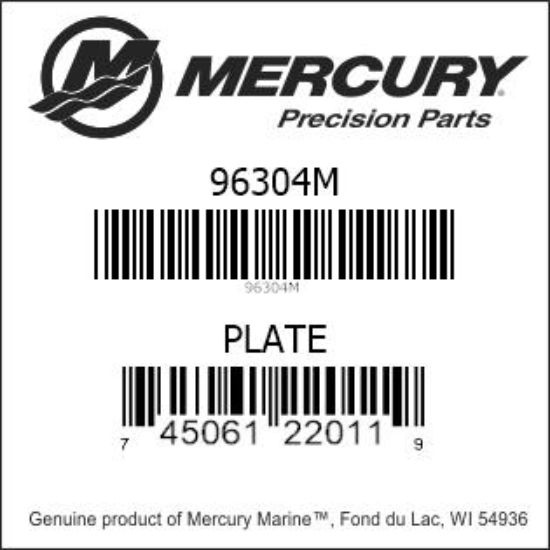 Bar codes for Mercury Marine part number 96304M