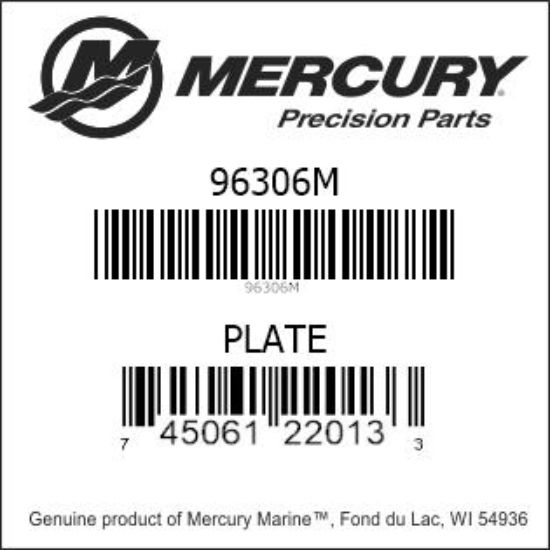 Bar codes for Mercury Marine part number 96306M