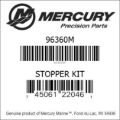 Bar codes for Mercury Marine part number 96360M