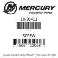 Bar codes for Mercury Marine part number 10-96411