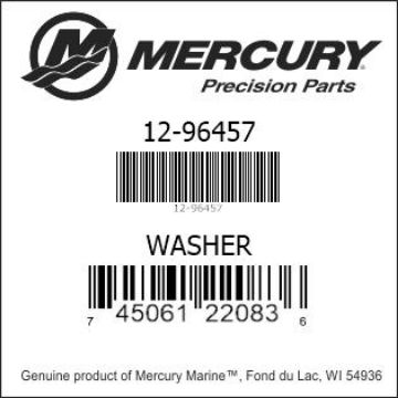 Mercury Marine part number 12-96457 WASHER Bar codes for Mercury Marine part number 12-96457