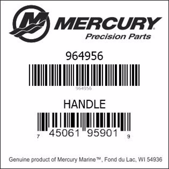 Bar codes for Mercury Marine part number 964956