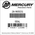 Bar codes for Mercury Marine part number 26-965031