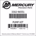 Bar codes for Mercury Marine part number 3302-96551