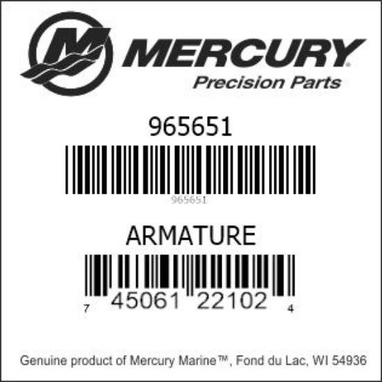 Bar codes for Mercury Marine part number 965651