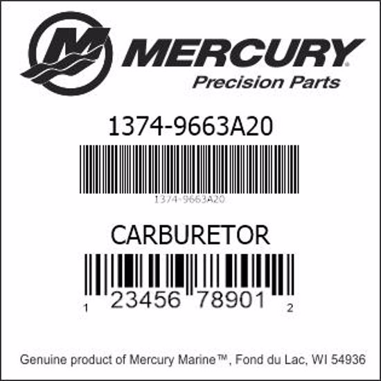 Bar codes for Mercury Marine part number 1374-9663A20