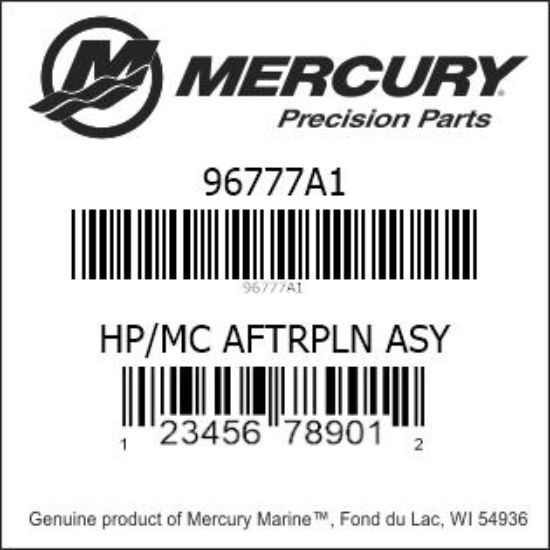 Bar codes for Mercury Marine part number 96777A1