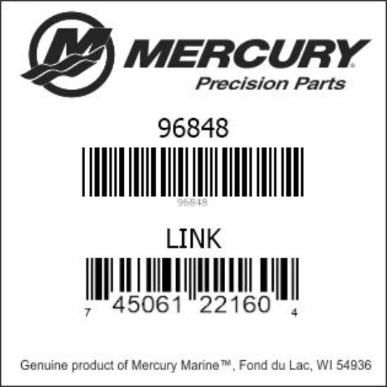 Bar codes for Mercury Marine part number 96848