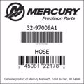 Bar codes for Mercury Marine part number 32-97009A1