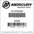 Bar codes for Mercury Marine part number 32-97010A1